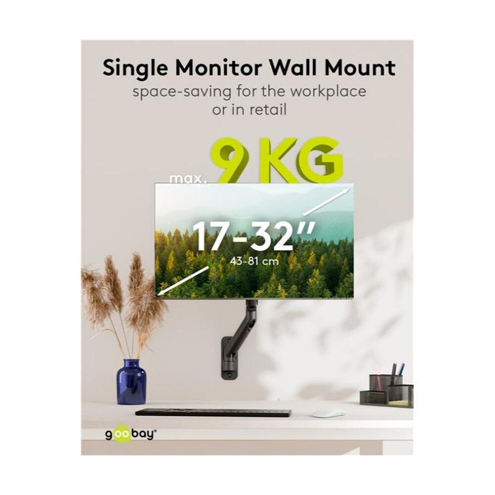 Goobay Monitor Mount Wallmount Single 17-32 Full Motion Arm Black — image 2