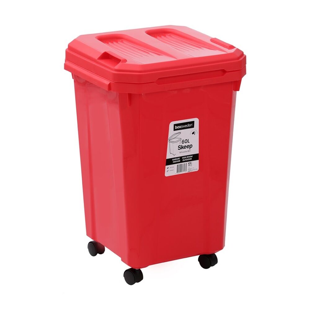 Boxsweden Skeep Indoor/Oudoor Durable Wheeled Wheelie Rubbish Bin 60L Assorted (2 Pack) — image 7