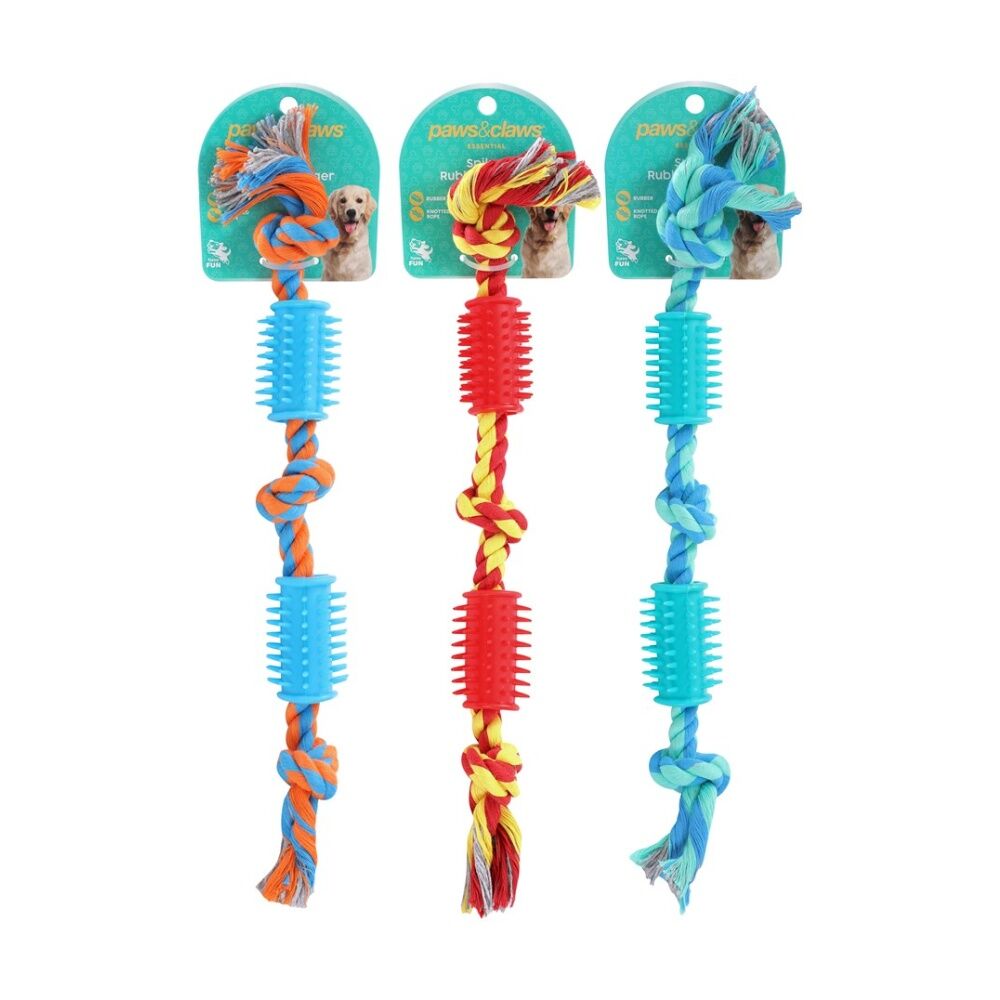 Paws and Claws Assorted Rope & Spikey Rubber Durable Pet Dog Tug/Chew/Fetch Toy — image 2