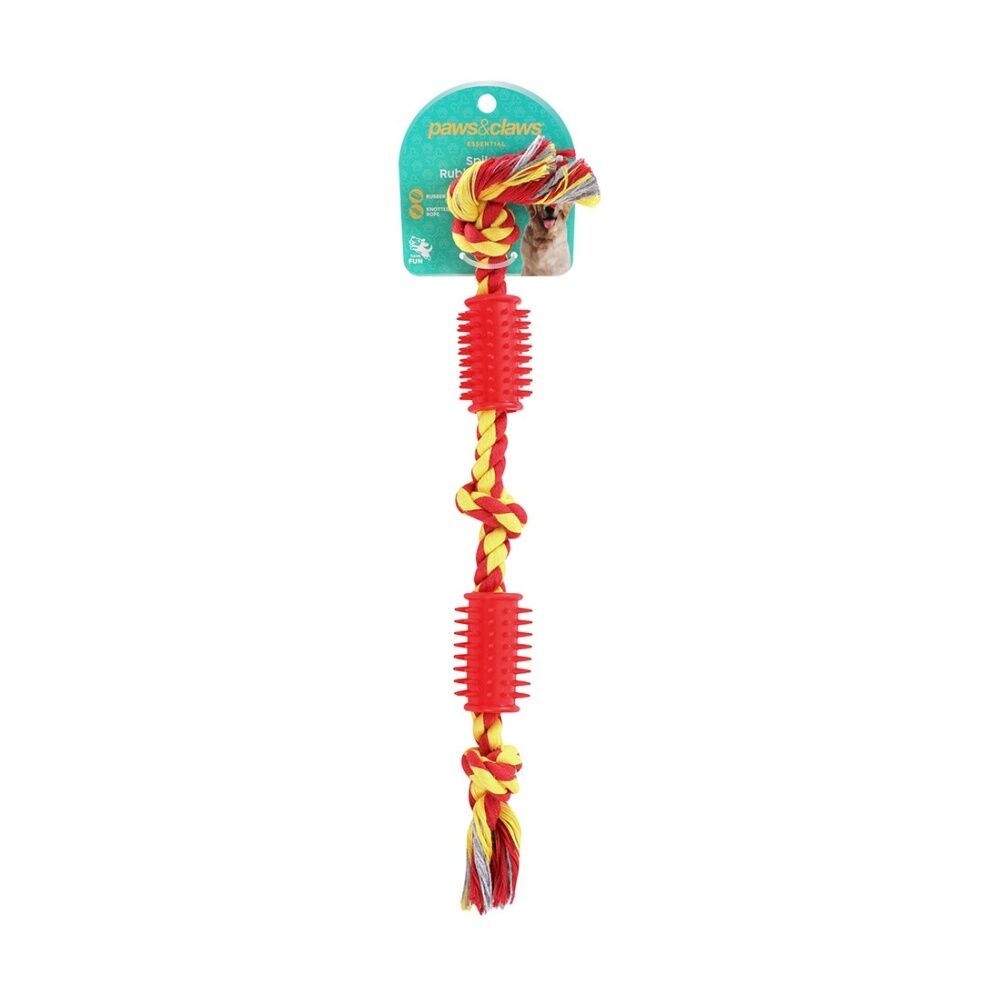 Paws and Claws Assorted Rope & Spikey Rubber Durable Pet Dog Tug/Chew/Fetch Toy