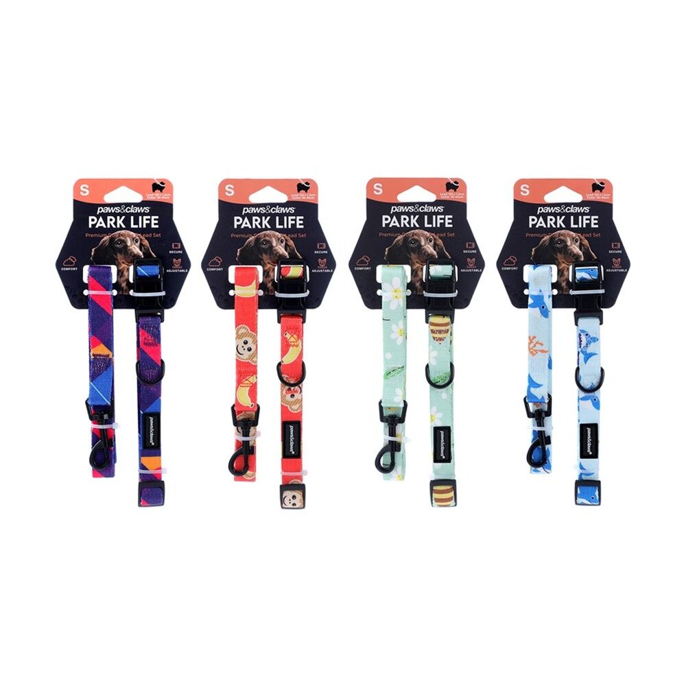 Paws and Claws Park Life Pet/Dog Collar & 120cm Lead Set Small Assorted — image 2