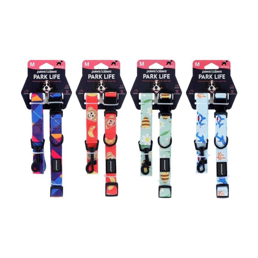 Paws and Claws Pet Dog Collar Lead Set Medium 120x2cm 35-50cm (6 Pack) — image 3