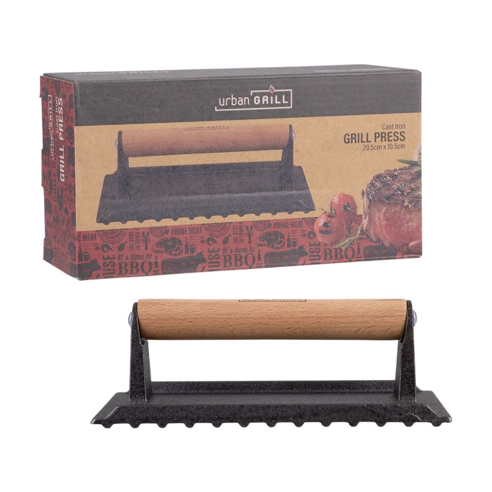 Urban Grill Cast Iron Rectangle BBQ Press w/ Ridged Base 20.5x10.5cm — image 8