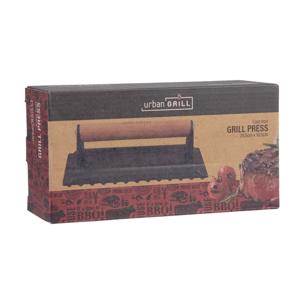 Urban Grill Cast Iron Rectangle BBQ Press w/ Ridged Base 20.5x10.5cm — image 3