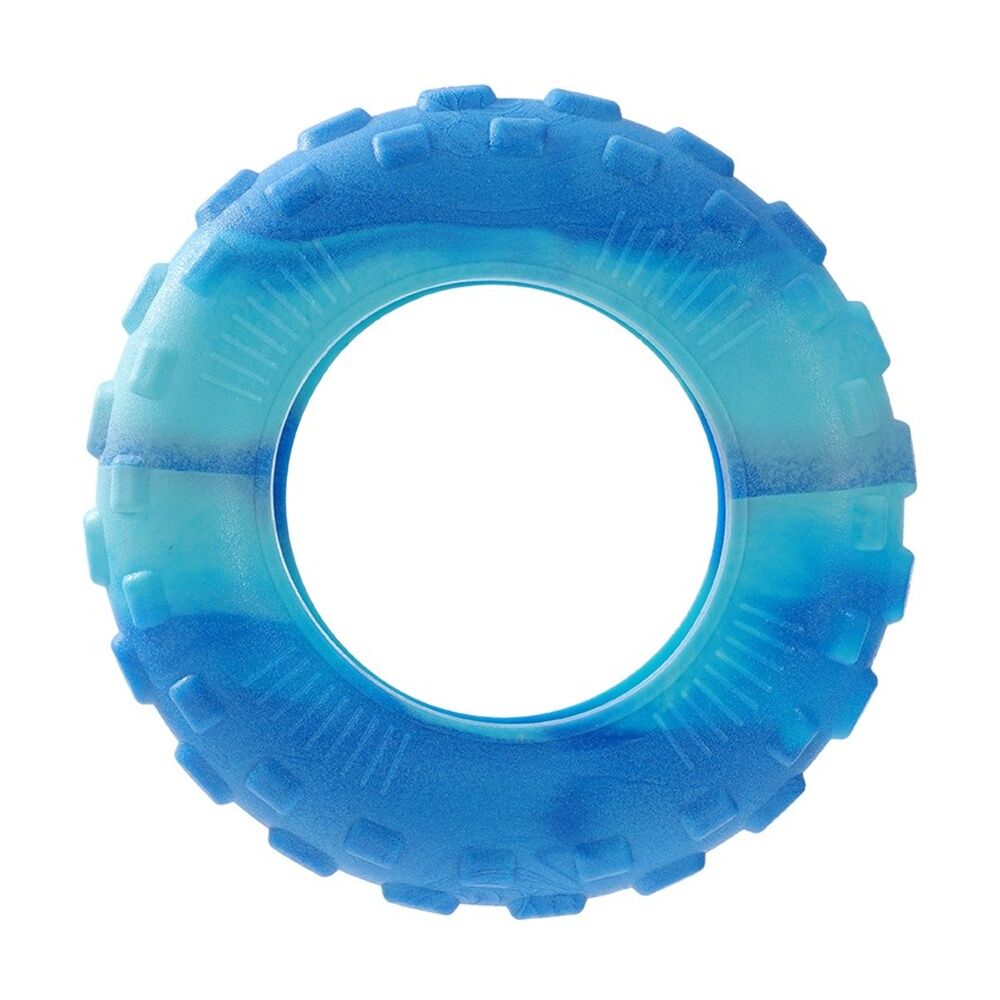 Paws and Claws Blue All Terrain Rubber Tyre Medium Two-Tone Pet Dog Chew/Tug Toy — image 2