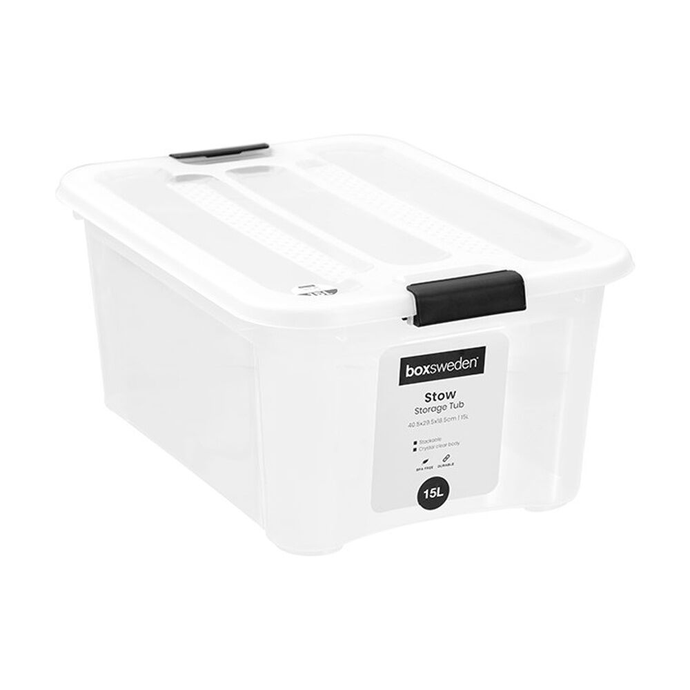 Boxsweden Stow Storage Organisation Clear Container 40.5x29.5x18.5cm 15L (5 Pack) — image 2