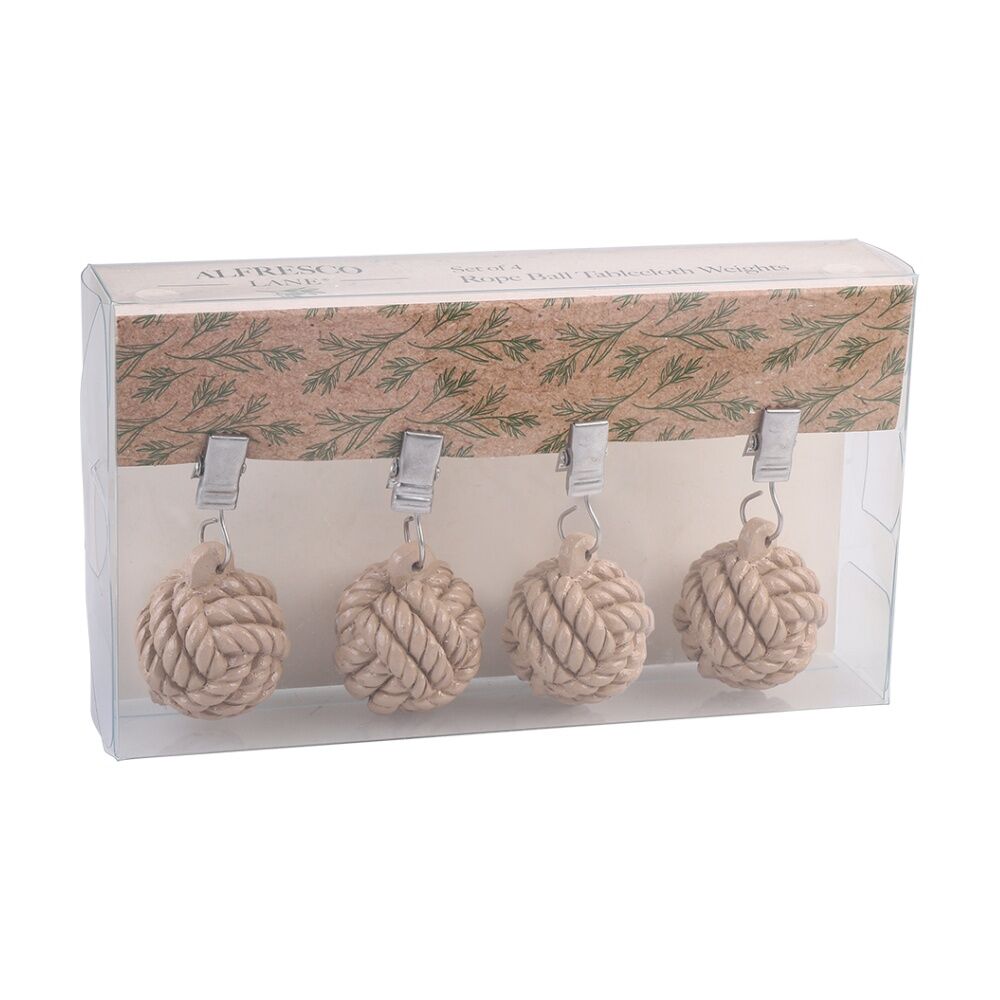 Alfresco Lane 4pc Alfresco Lane Outdoor Tablecloth Weights Set Rope Balls Natural (4 Pack) — image 2