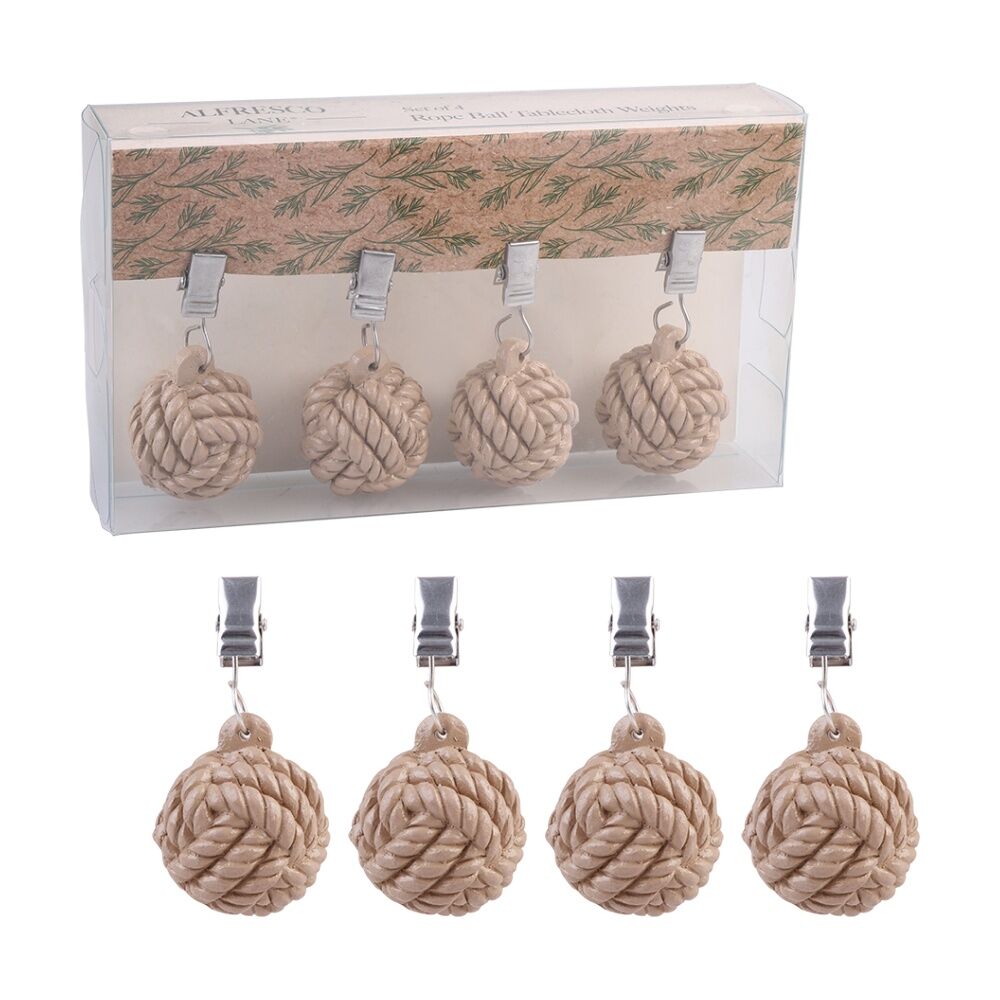 Alfresco Lane 4pc Alfresco Lane Outdoor Tablecloth Weights Set Rope Balls Natural (4 Pack) — image 5