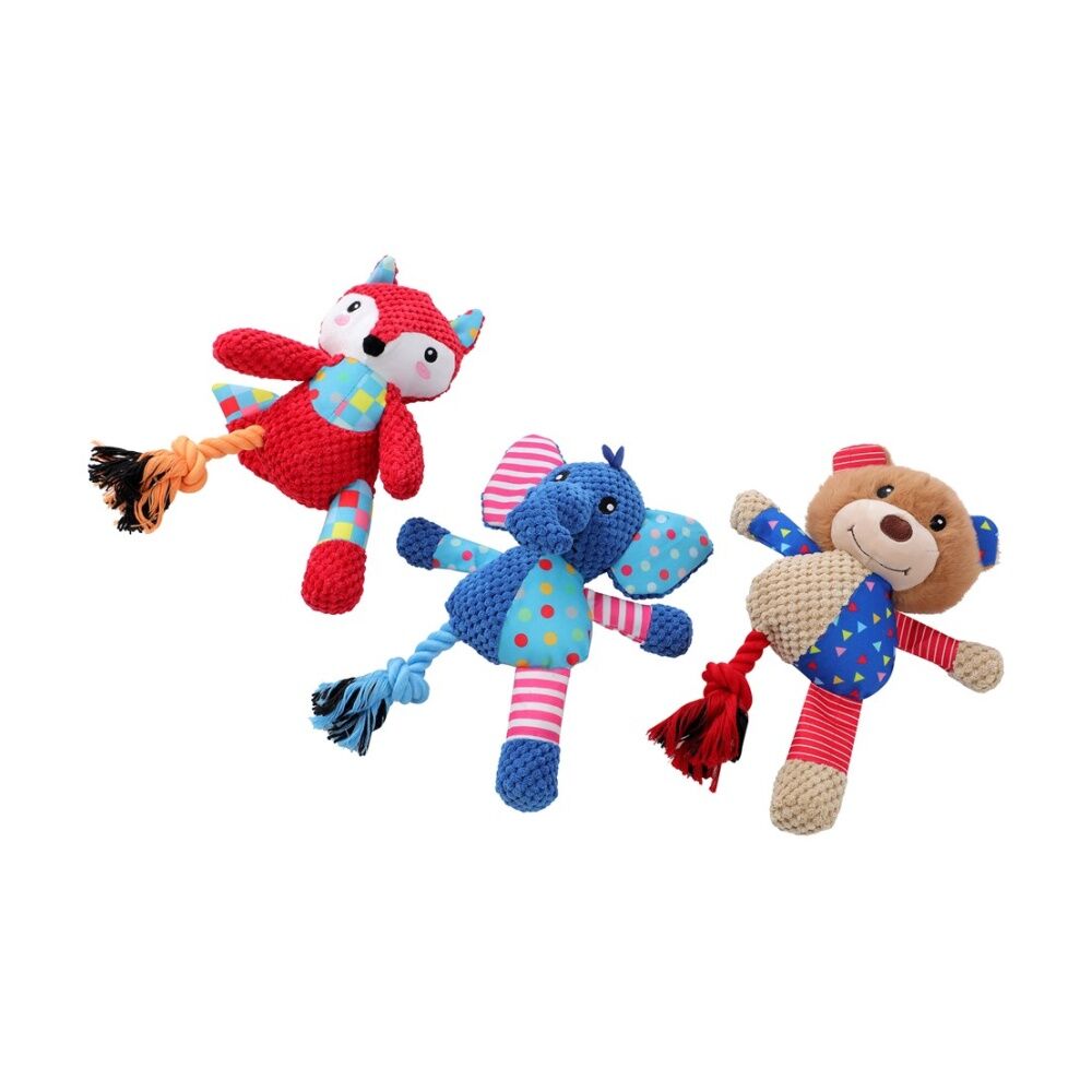 Paws and Claws Patchwork Plush Animals Dog Chew/Tug/Cuddle Toy 26x20cm Assorted (12 Pack) — image 4