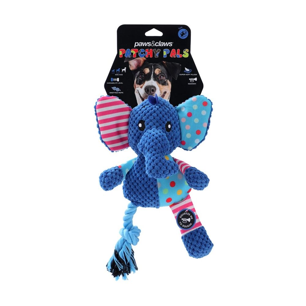 Paws and Claws Patchwork Plush Animals Dog Chew/Tug/Cuddle Toy 26x20cm Assorted (6 Pack) — image 8
