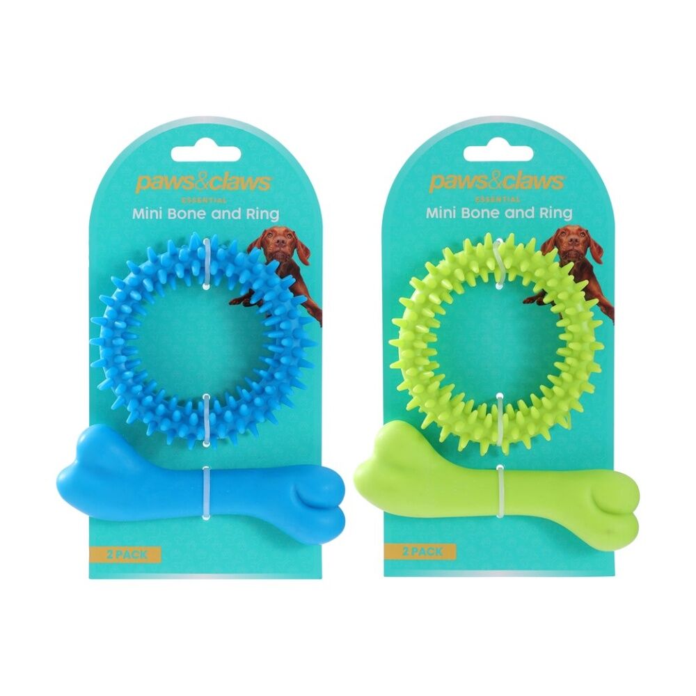 Paws and Claws 6x 2pc Mini TPR Bone And Ring Pet Dog Chew Fetch Toy Set — image 3