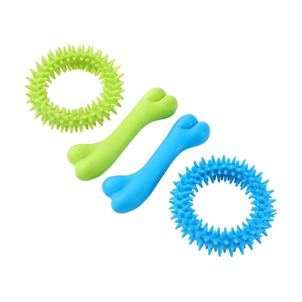 Paws and Claws Mini TPR Bone & Ring Pet Dog Chew/Fetch Toy Set Assorted (2 Pieces) — image 3