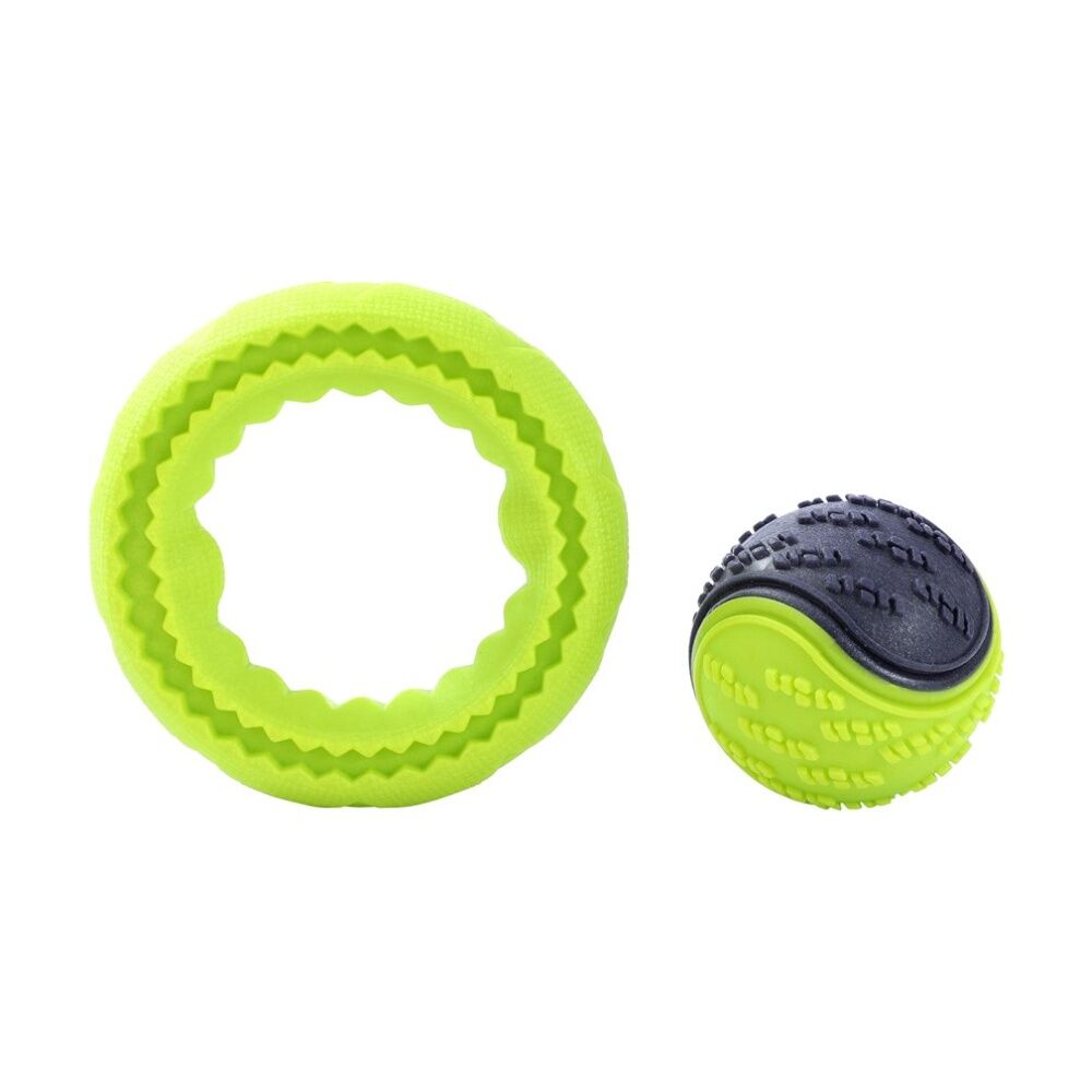 Paws and Claws Bark & Bounce Dog Ball/Ring Rubber Chew/Fetch Toy Set Asstd (2 Pieces) — image 4