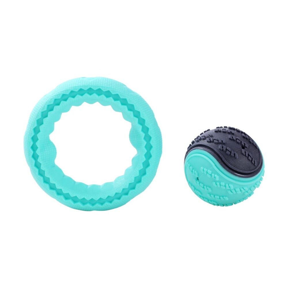 Paws and Claws 2pc Paws And Claws Bark & Bounce Dog Ball/Ring Rubber Chew/Fetch Toy Set Asstd (12 Pack) — image 10