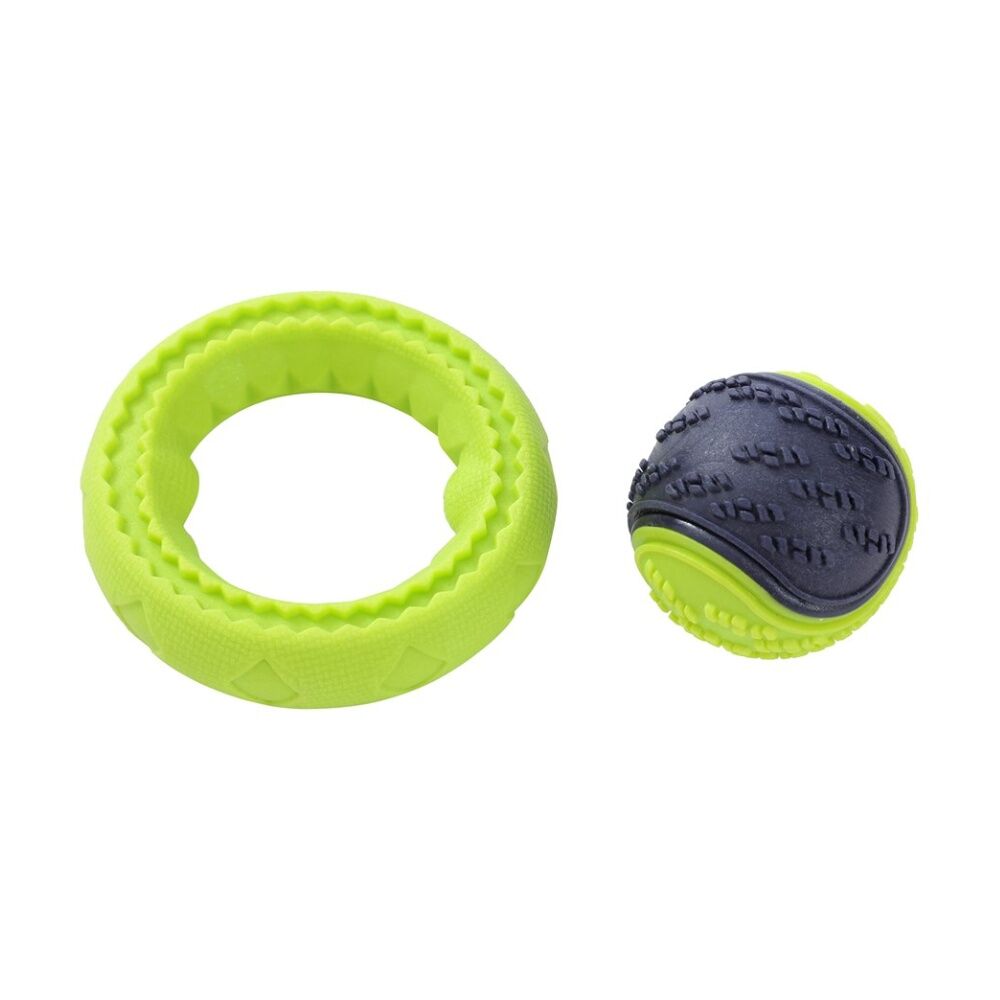 Paws and Claws 2pc Paws And Claws Bark & Bounce Dog Ball/Ring Rubber Chew/Fetch Toy Set Asstd (12 Pack) — image 8