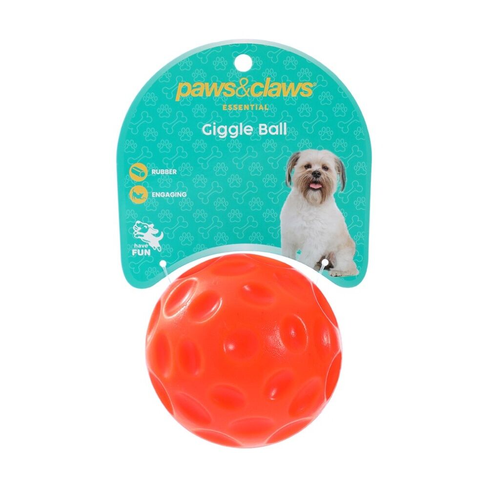 Paws and Claws Assorted Giggle Durable TPR Ball Dog Chew/Catch/Fetch Toy 9cm