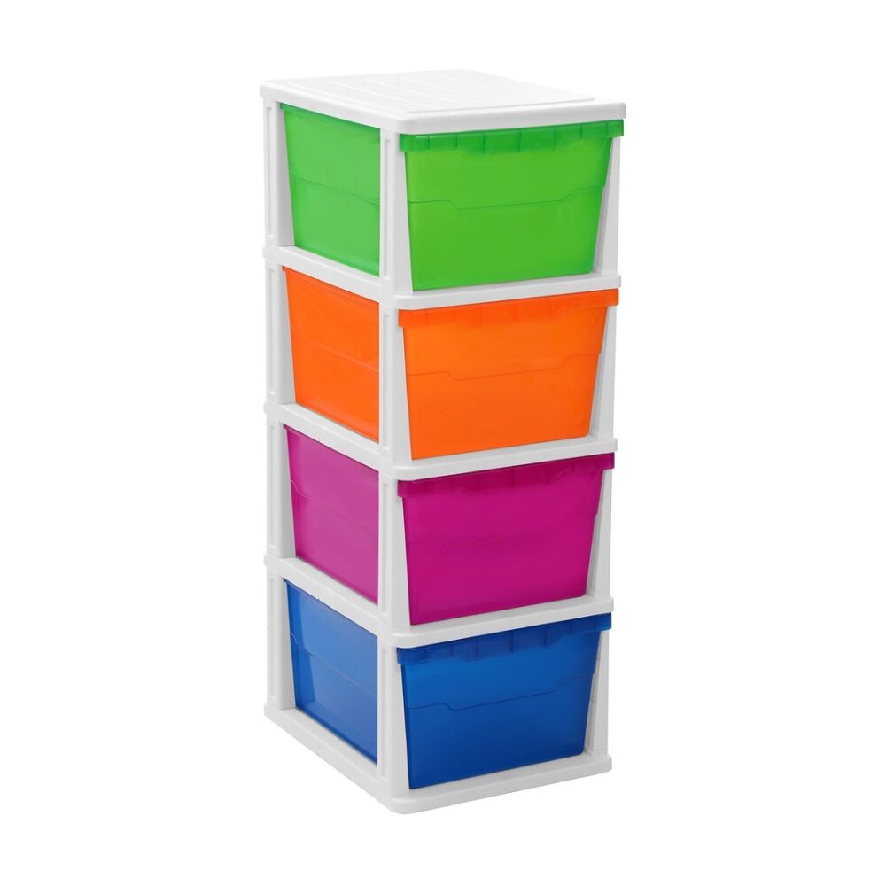 Boxsweden Multicolour Stakit Mega 4 Drawer Organisation Storage Unit 38x48x103cm