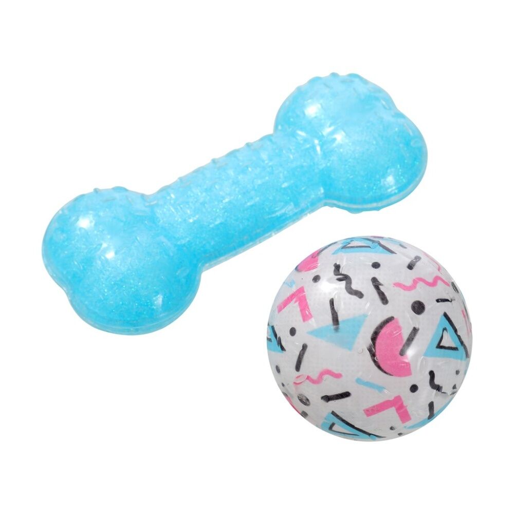Paws and Claws 2pc Paws And Claws Dazzle Bone Printed Ball Pet Dog Toy Set Assorted (12 Pack) — image 10
