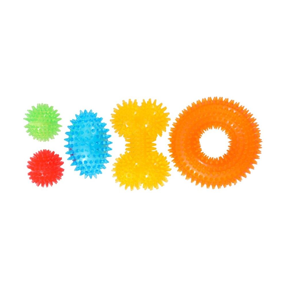 Paws and Claws Spikey Durable TPR Rubber Pet Dog Toy Set Multicoloured (5 Pieces) — image 3