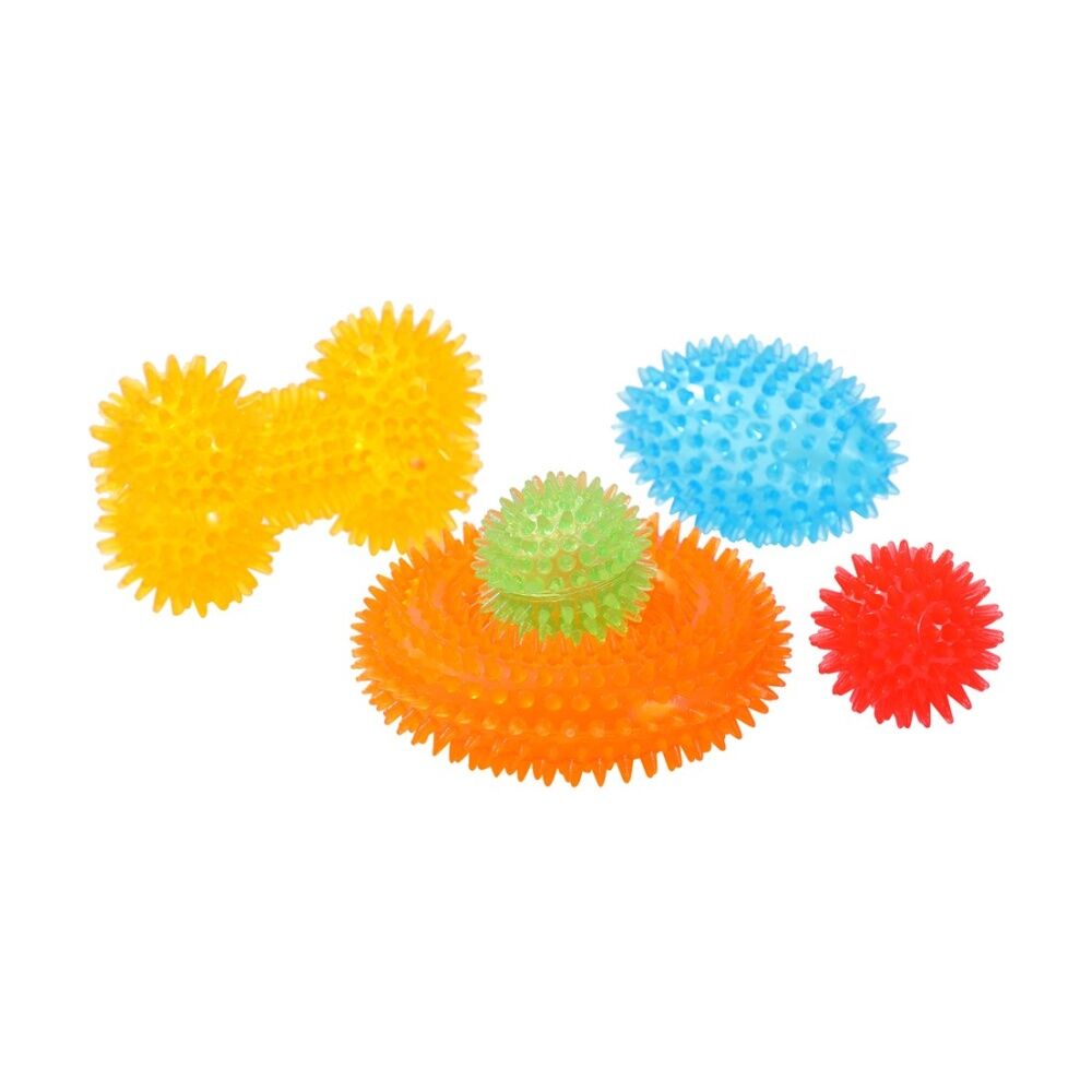 Paws and Claws Spikey Durable TPR Rubber Pet Dog Toy Set Multicoloured (5 Pieces) — image 2