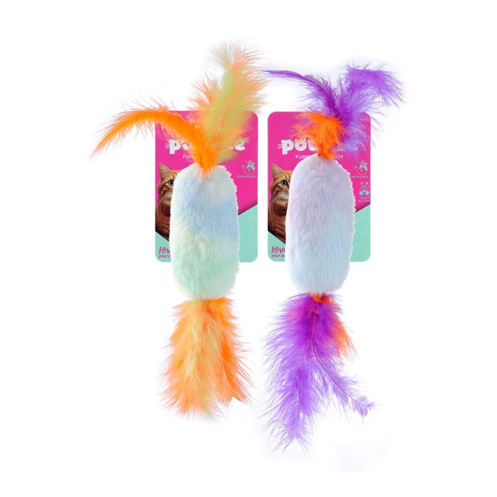 Paws and Claws Pounce Plush Candy Cat Toy 9x3.5x2cm Assorted Colours (12 Pack) — image 3