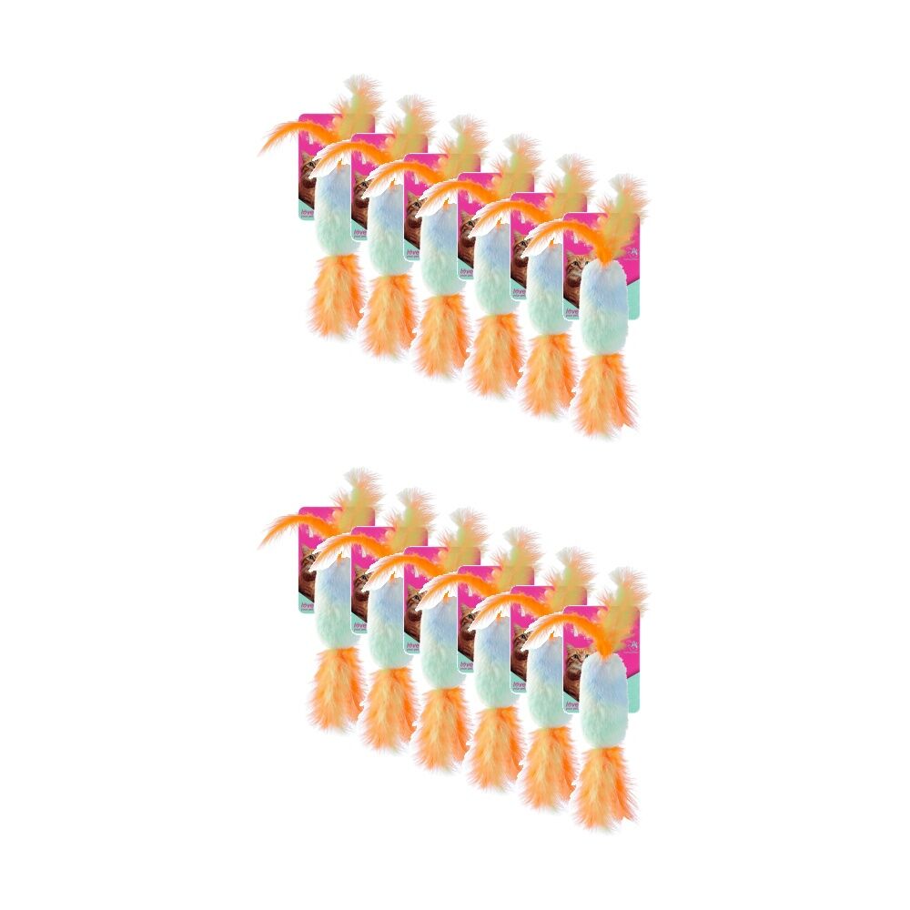 Paws and Claws Pounce Plush Candy Cat Toy 9x3.5x2cm Assorted Colours (12 Pack)