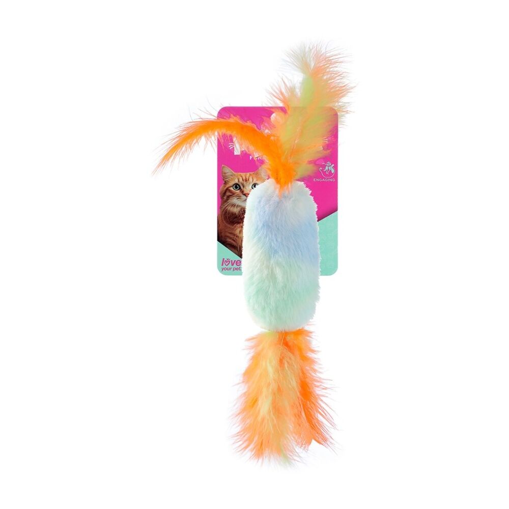 Paws and Claws Pounce Plush Candy Cat Toy 9x3.5x2cm Assorted Colours (6 Pack) — image 2