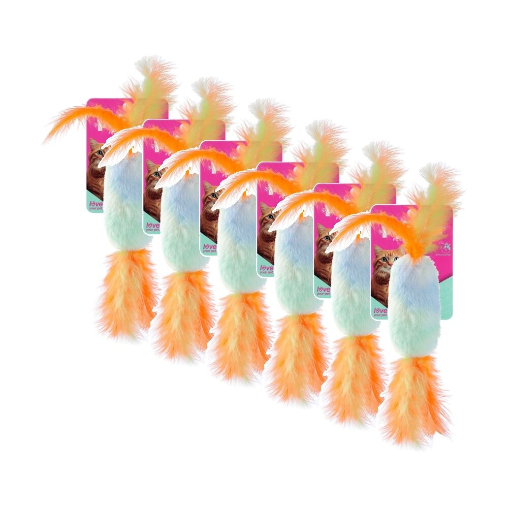 Paws and Claws Pounce Plush Candy Cat Toy 9x3.5x2cm Assorted Colours (6 Pack)