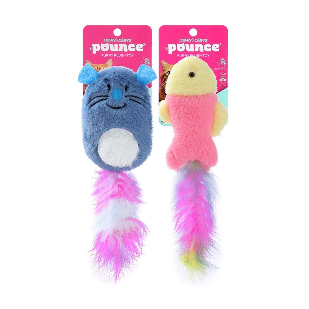 Paws and Claws Pounce Plush Kicker Pet Cat Toy Assorted 10x10x5cm (12 Pack) — image 3