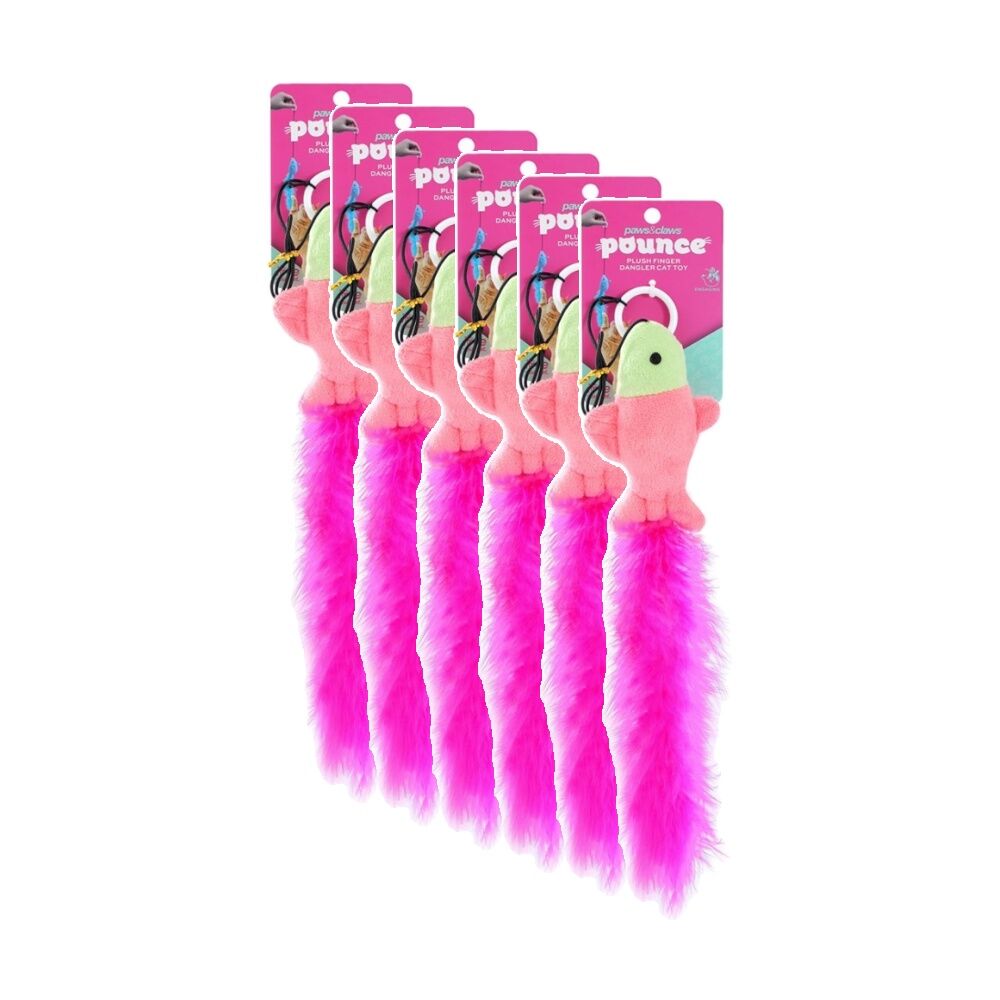 Paws and Claws Pounce Plush Finger Dangler Pet Cat Toy Boa Assorted 4x54cm (6 Pack)