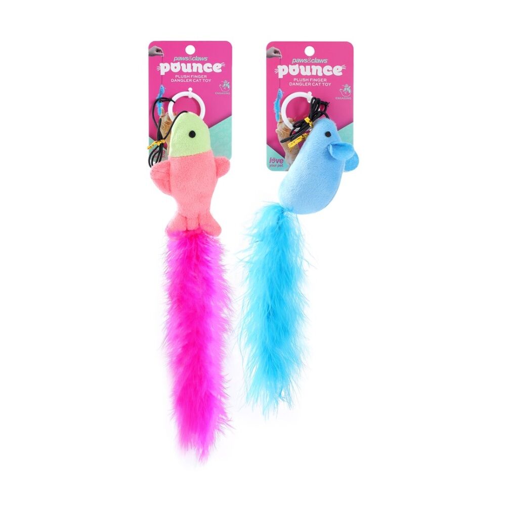 Paws and Claws Pounce Plush Finger Dangler Pet Cat Toy Boa Assorted 4x54cm (6 Pack) — image 3