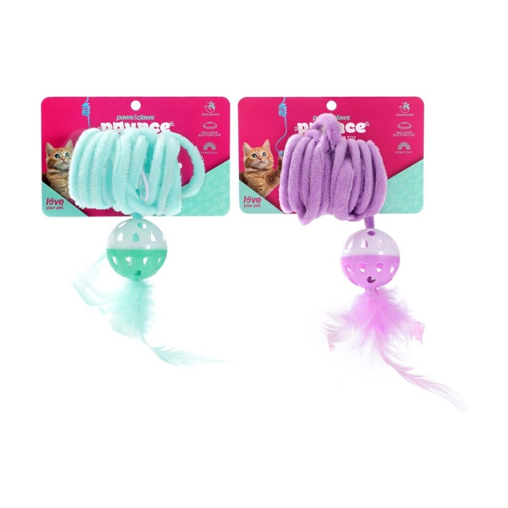 Paws and Claws Springing Cat Toy w/ Suction Feather Ball 95x4.5x4.5cm Assorted (12 Pack) — image 4