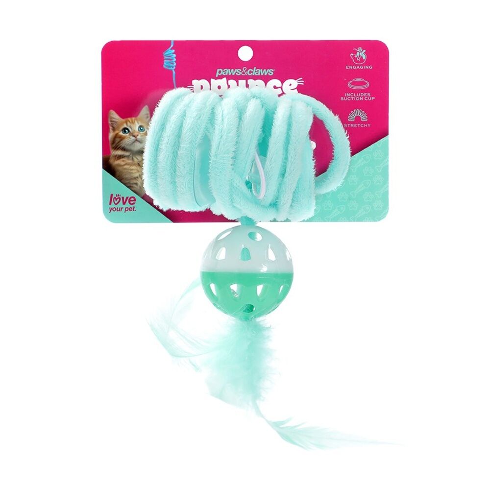 Paws and Claws Springing Cat Toy w/ Suction Feather Ball 95x4.5x4.5cm Assorted (12 Pack) — image 7