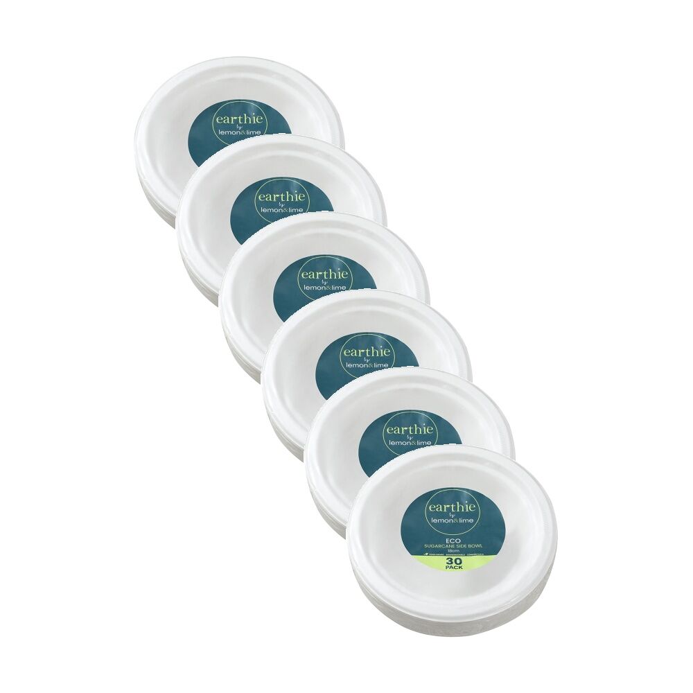 Lemon and Lime 6x 30pc Sugarcane Side Bowl Set Compostable 18cm