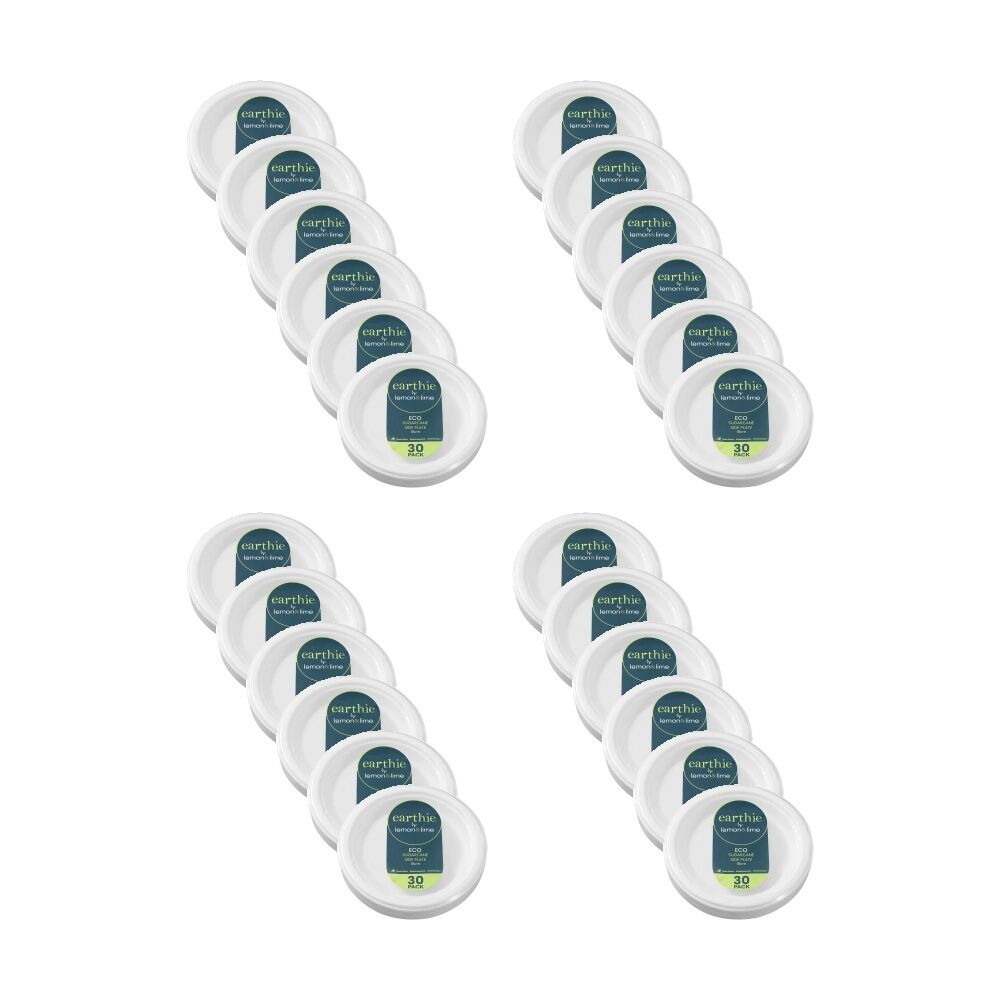 Lemon and Lime 30pc Lemon And Lime Sugarcane Side Plate Compostable White 18cm (24 Pack)