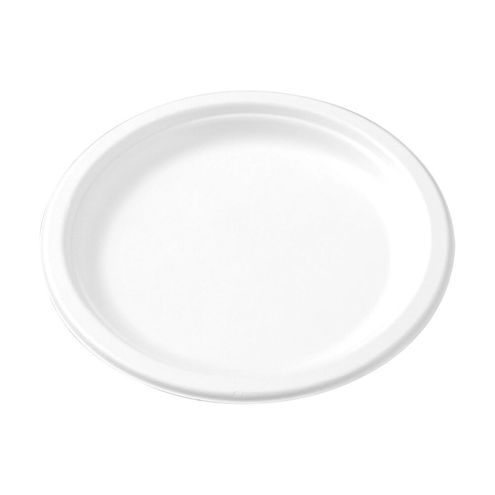 Lemon and Lime Sugarcane Dinner Plate Compostable White 23cm (30 Pieces) — image 3