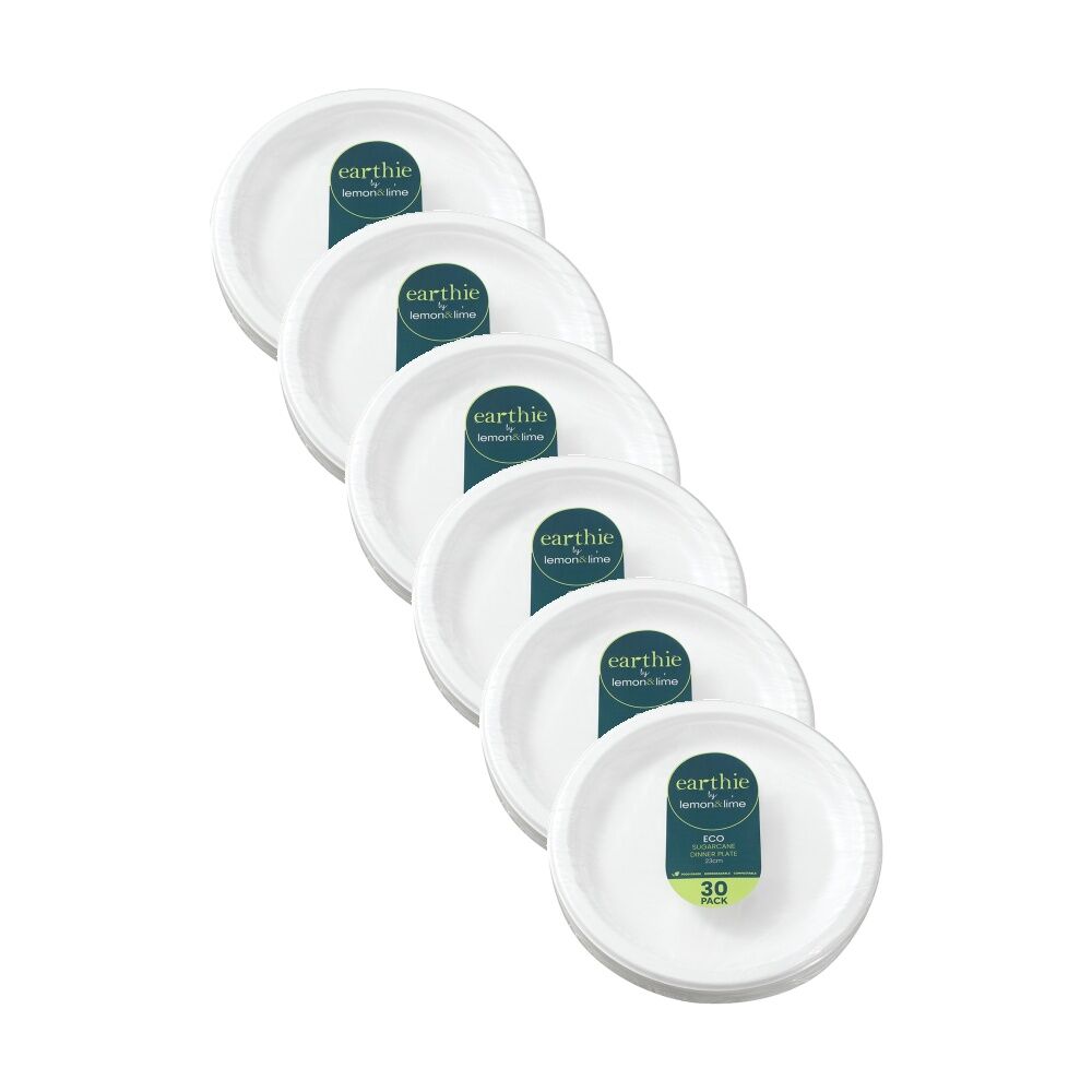 Lemon and Lime 6x 30pc Sugarcane Dinner Plate Compostable 23cm