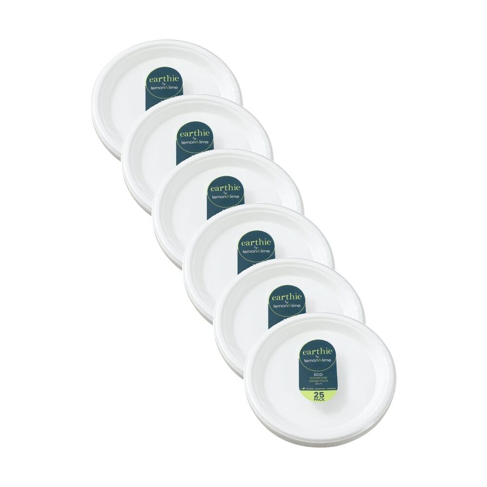 Lemon and Lime 6x 25pc Sugarcane Dinner Plate Compostable 26cm