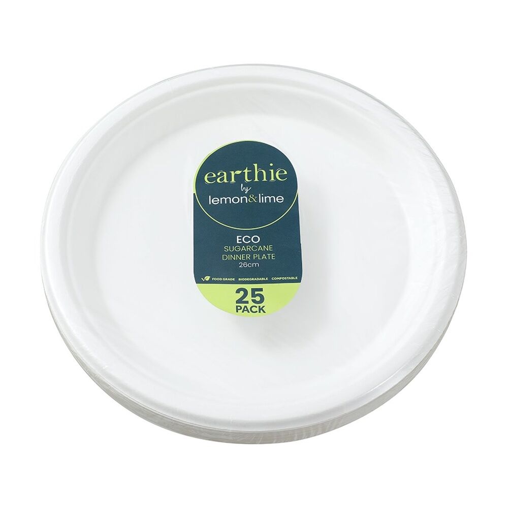 Lemon and Lime 6x 25pc Sugarcane Dinner Plate Compostable 26cm — image 2