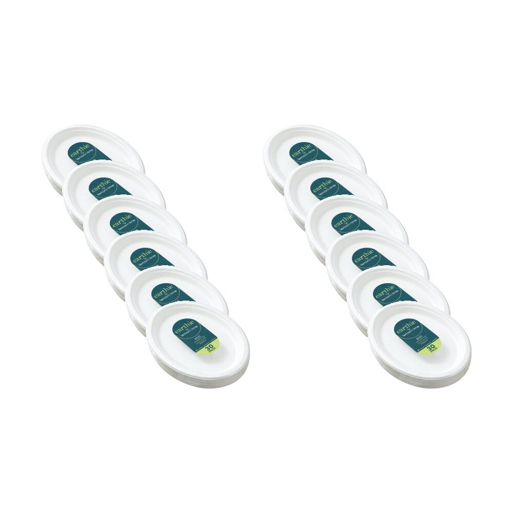 Lemon and Lime 30pc Lemon And Lime Sugarcane Oval Plate Compostable White 26x20cm (12 Pack)