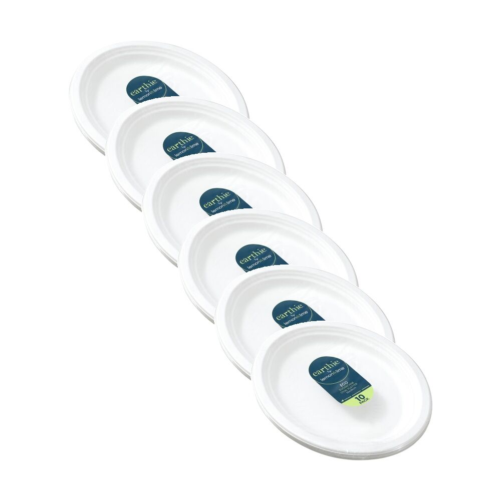 Lemon and Lime 10pc Lemon And Lime Sugarcane Oval Platter Compostable White 32x26cm (6 Pack)