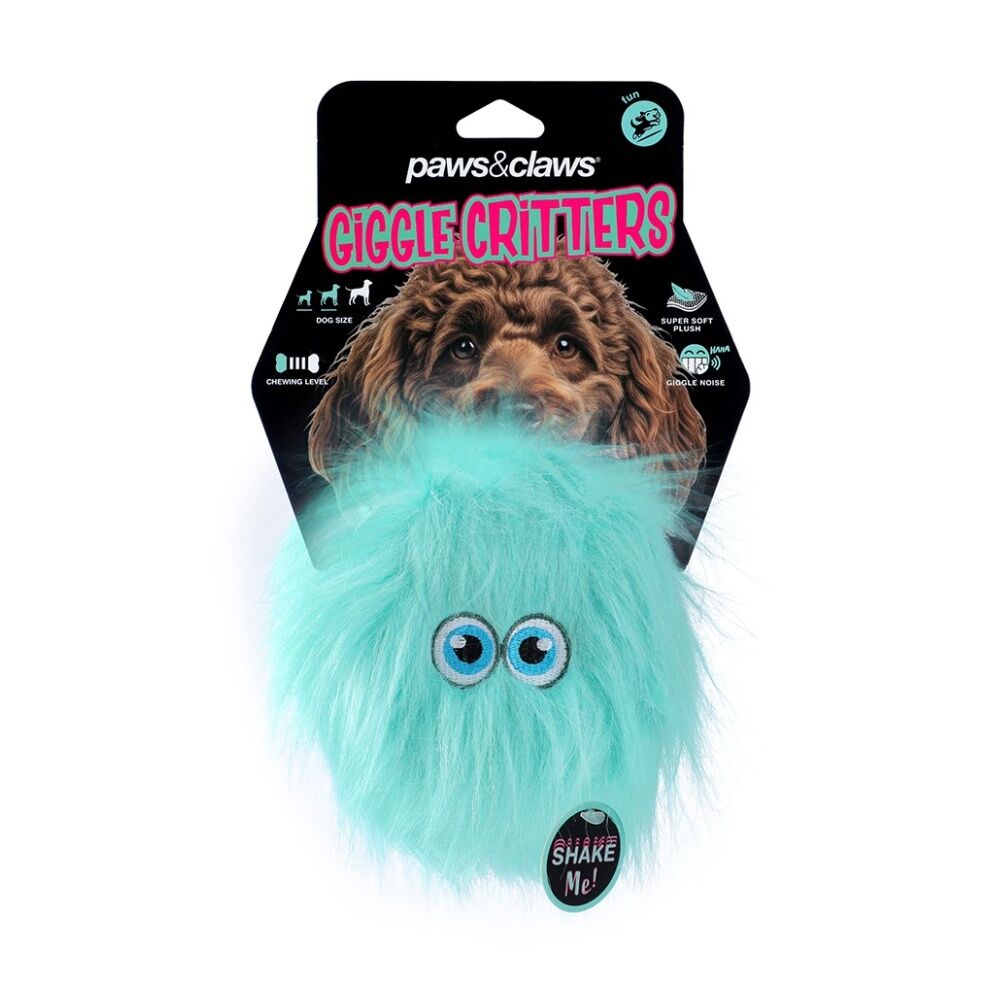 Paws and Claws Assorted Furry Giggle Ball Critter Dog Squeaky Chew Toy 12x9x9cm