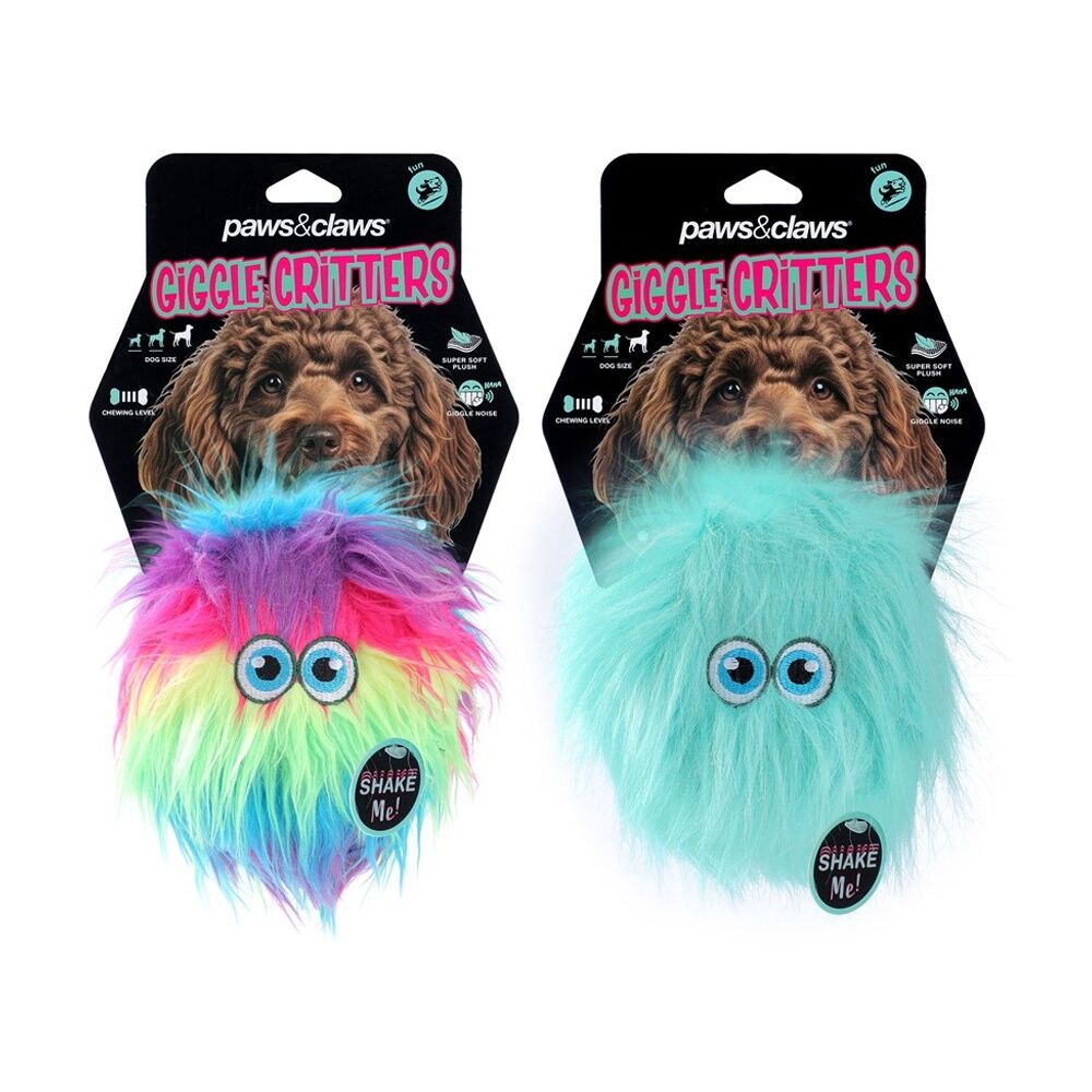 Paws and Claws Assorted Furry Giggle Ball Critter Dog Squeaky Chew Toy 12x9x9cm — image 2