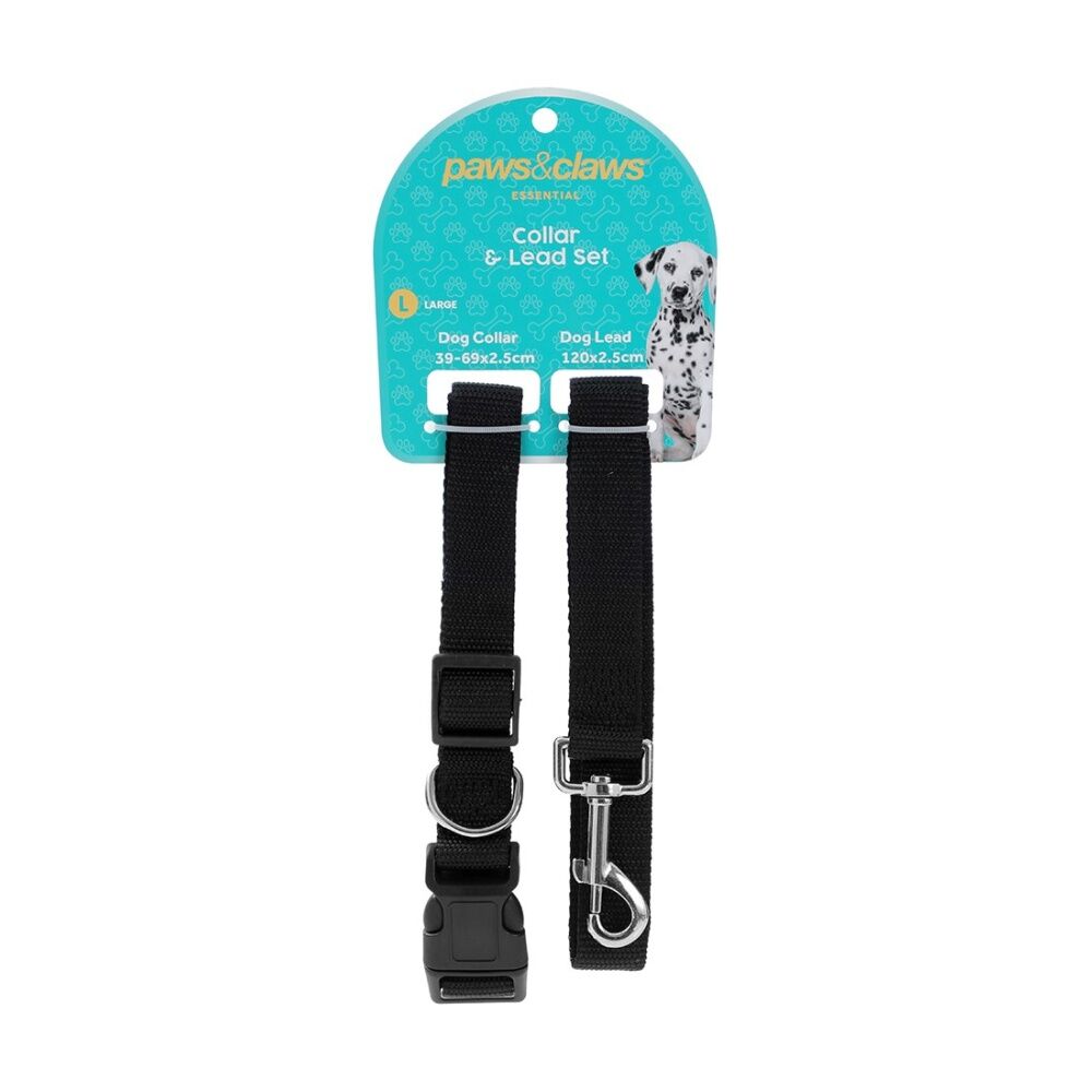 Paws and Claws Essentials Pet Dog Collar & Lead Set Large Assorted (3 Pack) — image 2