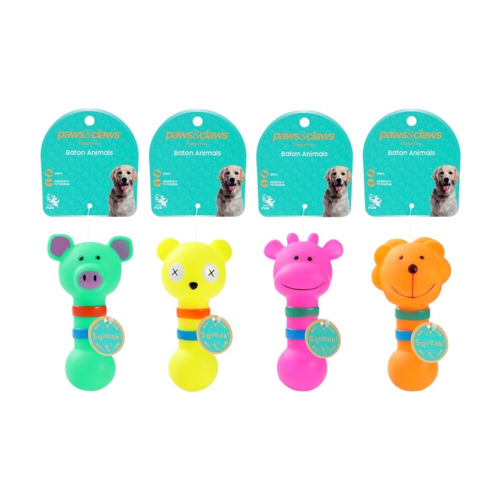 Paws and Claws Assorted Vinyl Baton Animals Pet Dog Squeaky Chew Toy 13.5x7cm — image 2