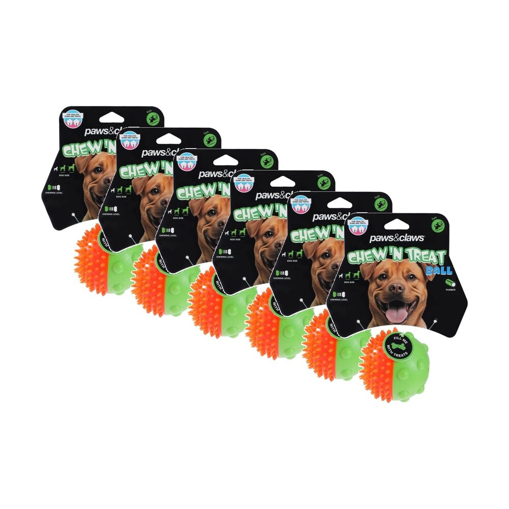 Paws and Claws Dental Treat Ball Pet Dog Toy Teeth Gum Cleaning 8.5cm Assorted (6 Pack)