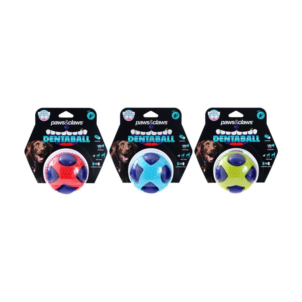 Paws and Claws Dentaball Pet Dog Toy Sensory Ball Assorted 8.5cm - Helps Keep Teeth And Gums Clean And Healthy - Squeaky - Suitable For Medium To — image 2