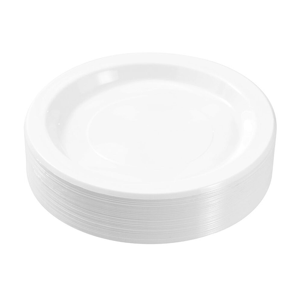 Lemon and Lime 50pc Lemon And Lime Reusable Plastic Food Serving Plates Dinner Set White 22.5cm (3 Pack) — image 4