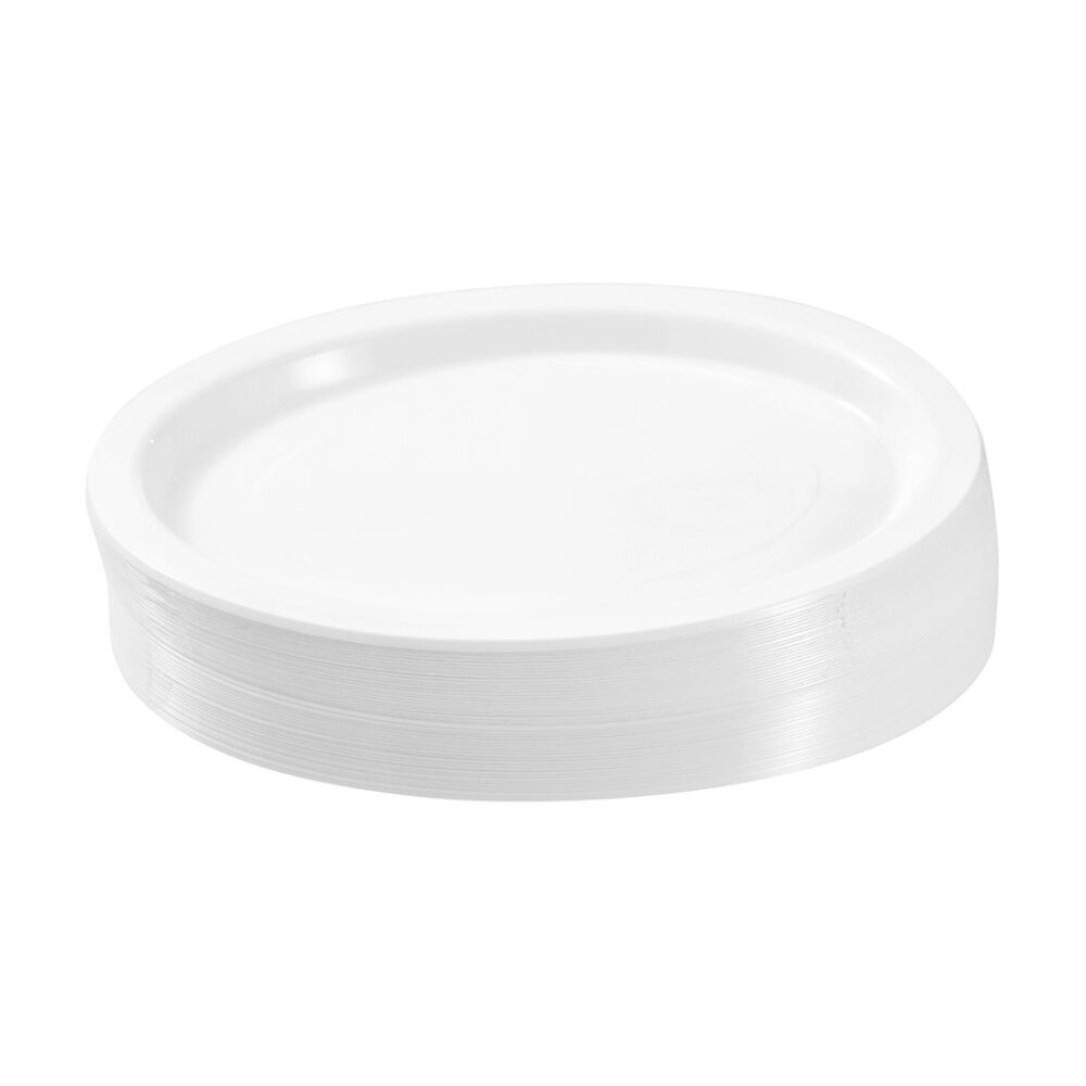 Lemon and Lime 50pc Lemon And Lime Reusable Plastic Food Oval Plate Dinner Set White 31x24.5cm (2 Pack) — image 5