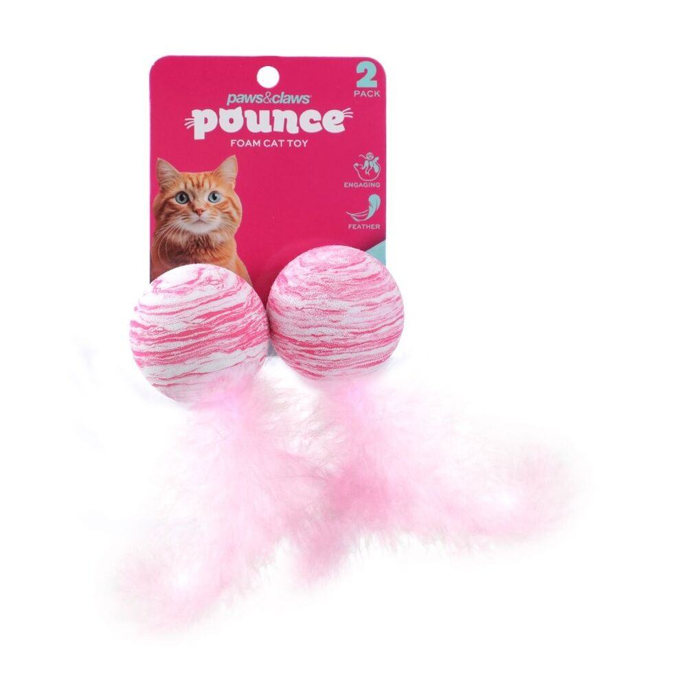 Paws and Claws Ball w/ Feather Tail Cat Batting/Pouncing Toy Set Assorted (2 Pieces) — image 5